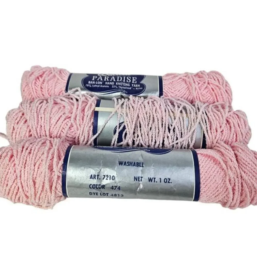 Bucilla Paradise and Lin Lite Knitting Yarn Mixed Lot of 8‎ Skeins Acetate Vtg